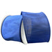 A spool of 2.5" Navy Faux Dupioni Wired Ribbon (72434-40-27) with a slight sheen, partially unrolled and displayed on a white background—perfect for wreath making supplies.