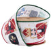 A spool of Wired Nutcracker Christmas Ribbon with Red & Green Edge (2.5 Inches x 10 Yards, 9648W-812-63E), featuring illustrations of nutcracker characters in colorful uniforms and festive green and red piping along the wired edges—perfect for adding a charming touch to Christmas wreaths.