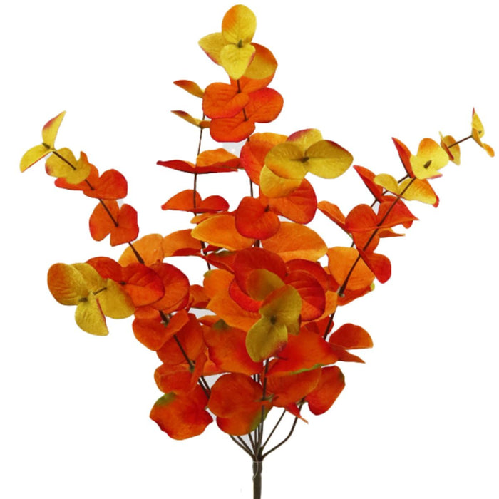 Orange eucalyptus fall bush with rust and golden leaves, 8 stems, 21 inches.