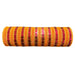 10-inch metallic wide stripe mesh roll in orange, fuchsia, and gold, 10 yards long, ideal for wreath making and seasonal decorating.