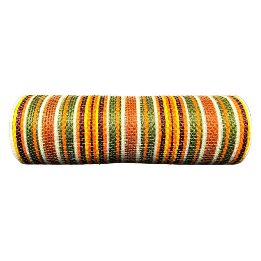 10 inch striation wreath mesh in orange, moss green, brown, and ivory, 10-yard roll for wreath making, swags, garlands, fall, and harvest decorating.