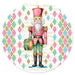 12 inch round pastel glitter nutcracker metal sign in white, light blue, pink, and mint green MD1681C7