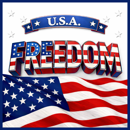 Square 10-inch metal sign with the word FREEDOM in bold red, white, and blue letters above a waving American flag, with a banner reading U.S.A. – ideal for patriotic wreaths or home decor.