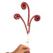 Red and white peppermint swirl Christmas spray with three curled striped stems.