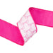 2.5" Ribbon with pink bows on white dupioni, double sided with pink backing. Wired. 9362W-156-63E