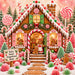 Pink Home Sweet Gingerbread Home Christmas metal wreath sign with gingerbread family, candy and peppermint accents.
