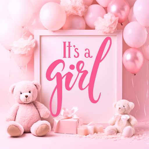 10 inch pink metal sign that reads “It’s a Girl” with soft pastel background and baby-themed design, perfect for baby showers or nursery décor, available at Trendy Tree