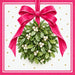 Pink mistletoe kissing ball Christmas metal sign with pink velvet bow, TTE-790