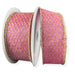Pink velvet wired ribbon with metallic gold diamond net overlay, 1.5 inches by 10 yards.