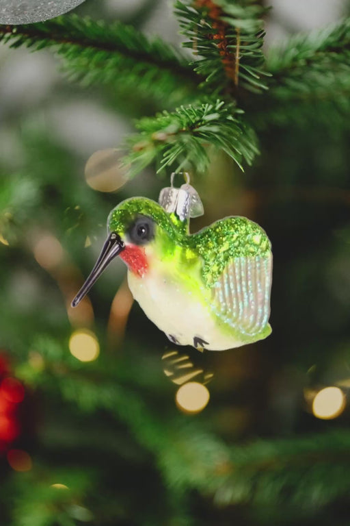 Hummingbird Christmas Ornaments, made of glass mouth blown and hand painted