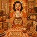 Pumpkin Spice Everyday 10 inch metal fall sign with humorous retro woman holding a pumpkin spice latte in a vintage orange kitchen, TTE-625.