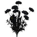 19-inch artificial black ranunculus bush with black blooms and foliage for Halloween wreaths, floral arrangements, and spooky seasonal décor.