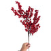 Red berry Christmas spray with nine branching stems and glossy red berries, 27 inches.