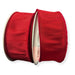 Two rolls of 1.5" Red Faux Dupioni Wired Ribbon (10 Yards, 72434-09-12) are placed side by side against a white background. The ribbons feature a subtle sheen, textured finish, and wired edges—making them perfect for adding an elegant touch to Christmas decorations.