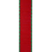 Red and green glitter stripe wired Christmas ribbon with solid red backing, 1.5 inches wide by 5 yards, SKU 94586W-985-09D.