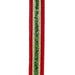 1 inch red velvet Christmas ribbon with green glitter center stripe and metallic gold trim, 5 yard roll, SKU 94288W-985-05D.