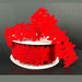 Red velvet poinsettia cutout unwired ribbon featuring connected floral shapes, 1.5 inches x 10 yards, SKU 76642-09-13.