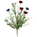 Red, white, and blue artificial poppy spray with greenery and berry accents, SKU 74265RWB.
