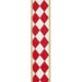 Red and white harlequin diamond wired Christmas ribbon with metallic gold outlines, gold wired edges and solid gold backing, 1.5 inches x 10 yards, SKU 94602W-036-09F.