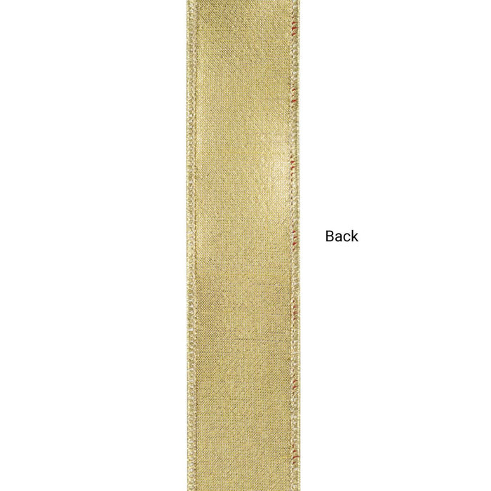 Red and white harlequin diamond wired Christmas ribbon with metallic gold outlines, gold wired edges and solid gold backing, 1.5 inches x 10 yards, SKU 94602W-036-09F.