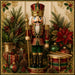 Regal red green and gold nutcracker Christmas metal wreath sign with drum, ornaments, greenery and presents TTE-779