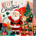 Retro Merry Christmas metal wreath sign with Santa, reindeer, colorful Christmas trees and presents TTE-777