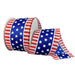 2.5 inch patriotic stars and stripes ribbon with royal blue glitter center, red and white striped wired ribbon for Fourth of July wreaths and bows