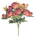 Rust cabbage rose floral bush with 14 stems, accent flowers and greenery, 19 inches.