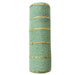 The 10.25X10Yd Poly/Jute/Metallic Mesh in Sage/Matte Gold (RY8329W5) features horizontal matte gold stripes on sage mesh, creating a semi-transparent fabric that adds elegance to any setting.