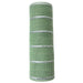 The 10.25X10Yd Poly/Jute/Metallic Mesh Sage/Matte Silver RY8329W6 is a sheer, lightweight fabric roll with semi-transparent horizontal sage and matte silver stripes on a light background, offering a subtle shimmer from its metallic accents.