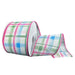 2.5 inch wired watercolor plaid ribbon in sage green pink and light blue tones for spring wreath making SKU 42636-40-06