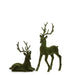 The Set of 2 Green Flocked Christmas Deer (RAZ 4540865) includes one standing and one sitting deer, both featuring large antlers and a soft green flocked finish—ideal for adding elegant holiday charm to your woodland-themed Christmas decor.