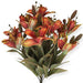 18-inch artificial orange lily bush with 12 realistic stems and green foliage for fall wreaths, floral arrangements, and seasonal decorating.