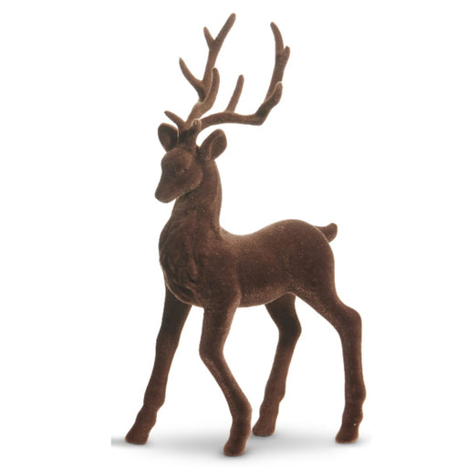 brown flocked standing deer decor