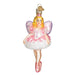 The Sugar Plum Fairy Christmas 10111 Ornament by Old World Christmas is a glass ornament with pink and purple glittery wings, a white and pink dress, ballet shoes, and classic charm—beautifully detailed 