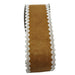 4-inch tan felt wired ribbon with white ric rac edges on a 10-yard roll, perfect for gingerbread-themed Christmas wreaths and bows.
