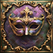 Vintage Mardi Gras 10-inch metal sign featuring a purple, green, and gold mask with ornate gold trim and a distressed background.