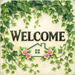 Welcome ivy metal sign for wreath making, 10x10 square metal sign with green ivy border and house accent, perfect as a mesh or grapevine wreath accent for everyday or spring decor