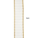 White wired ribbon with metallic gold stripes and gold wired edges, 1.5 inches wide by 5 yards, SKU 94586W-980-09D.