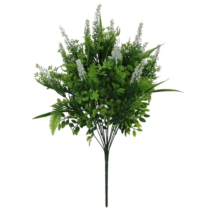 22" White mixed greenery bush, green and white, plastic,85611-WT
