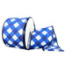 2.5 inch wired white satin ribbon with royal and navy blue diagonal check pattern for wreath making SKU 42624-40-27