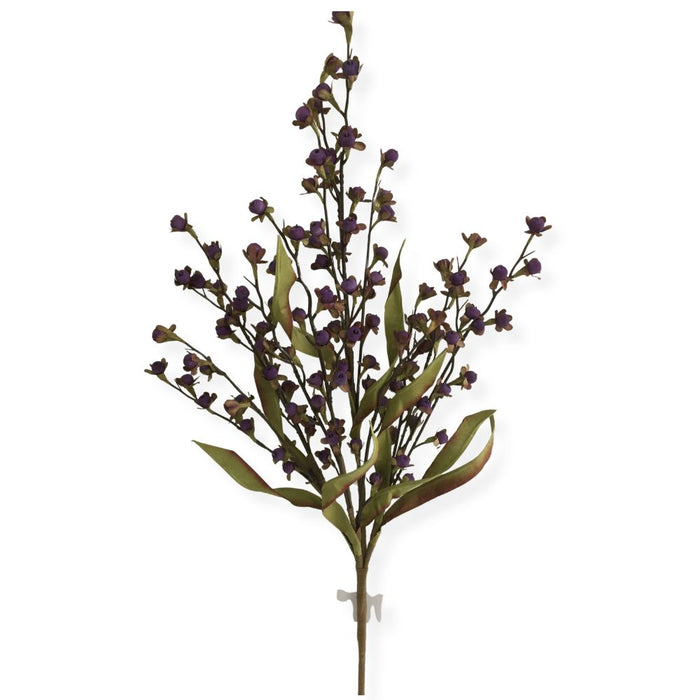 23-inch artificial purple wood berry spray with clustered berries and realistic foliage for wreaths, garlands, centerpieces, and floral arrangements.