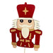 26-inch Christmas spray with three red and gold wooden nutcracker figures on stems.