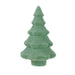 Product Name: 14"Hx9"Dia Flocked Full Tree, available in four assorted vintage colors (XT859297), resembles a small decorative Christmas tree crafted from sage green flocked material with layered, tiered branches and a simple conical shape.