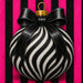 Pink black zebra print Christmas ornament design metal wreath sign with black bow TTE-775