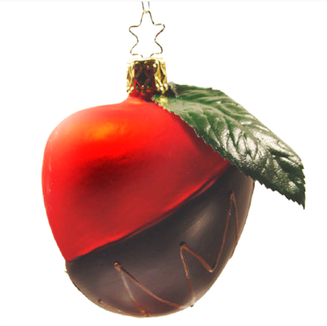 Chocolate Dipped Candy Apple Christmas Ornament Inge-Glas of Germany 1-220-08
