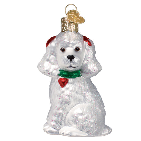 White Poodle Ornament  Old World Christmas  12613