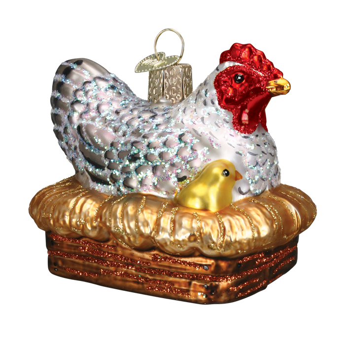 16062   Hen On Nest Ornament   Old World Christmas Ornament