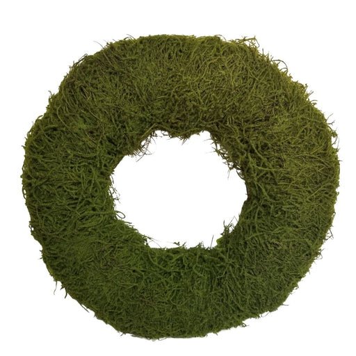 The 18" Green Moss Wreath (29212GN) features a dense, textured surface with an open center—ideal for DIY home decor or creative wreath-making projects.