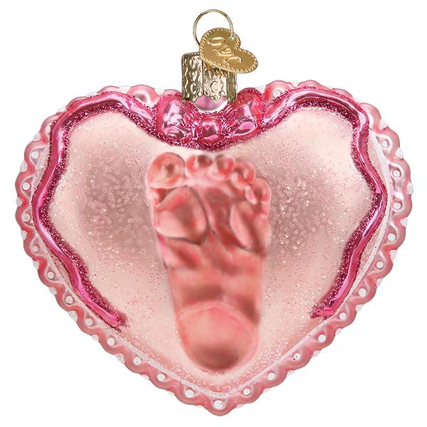 Baby Girl's Footprint Old World Christmas Ornament  30059